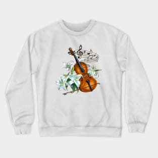 Floral Violin with Flowers Crewneck Sweatshirt